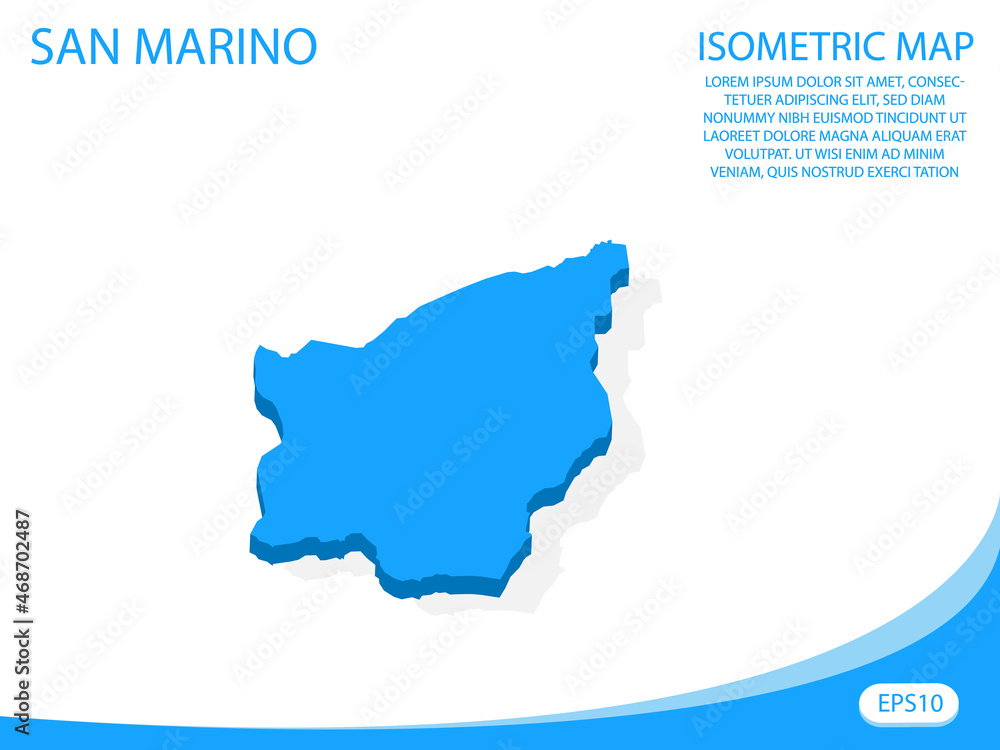Modern vector isometric of San Marino blue map. elements white background for concept map easy to edit and customize. eps 10 Modern vector isometric of San Marino blue map. elements white background for concept map easy to edit and customize. eps 10