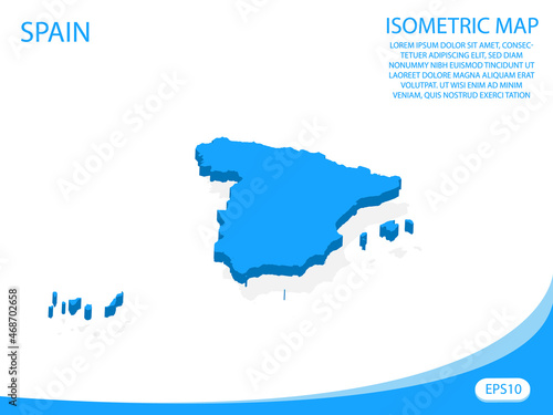 Modern vector isometric of Spain blue map. elements white background for concept map easy to edit and customize. eps 10