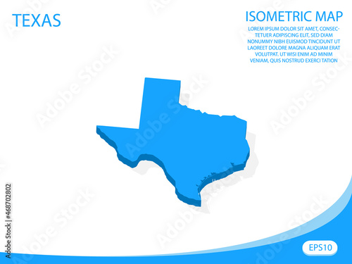 Modern vector isometric of Texas blue map. elements white background for concept map easy to edit and customize. eps 10