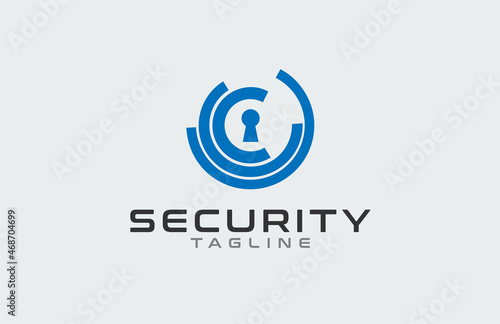 Security Logo, keyhole with digital style triple c combination, usable for brand and company logo, vector illustration