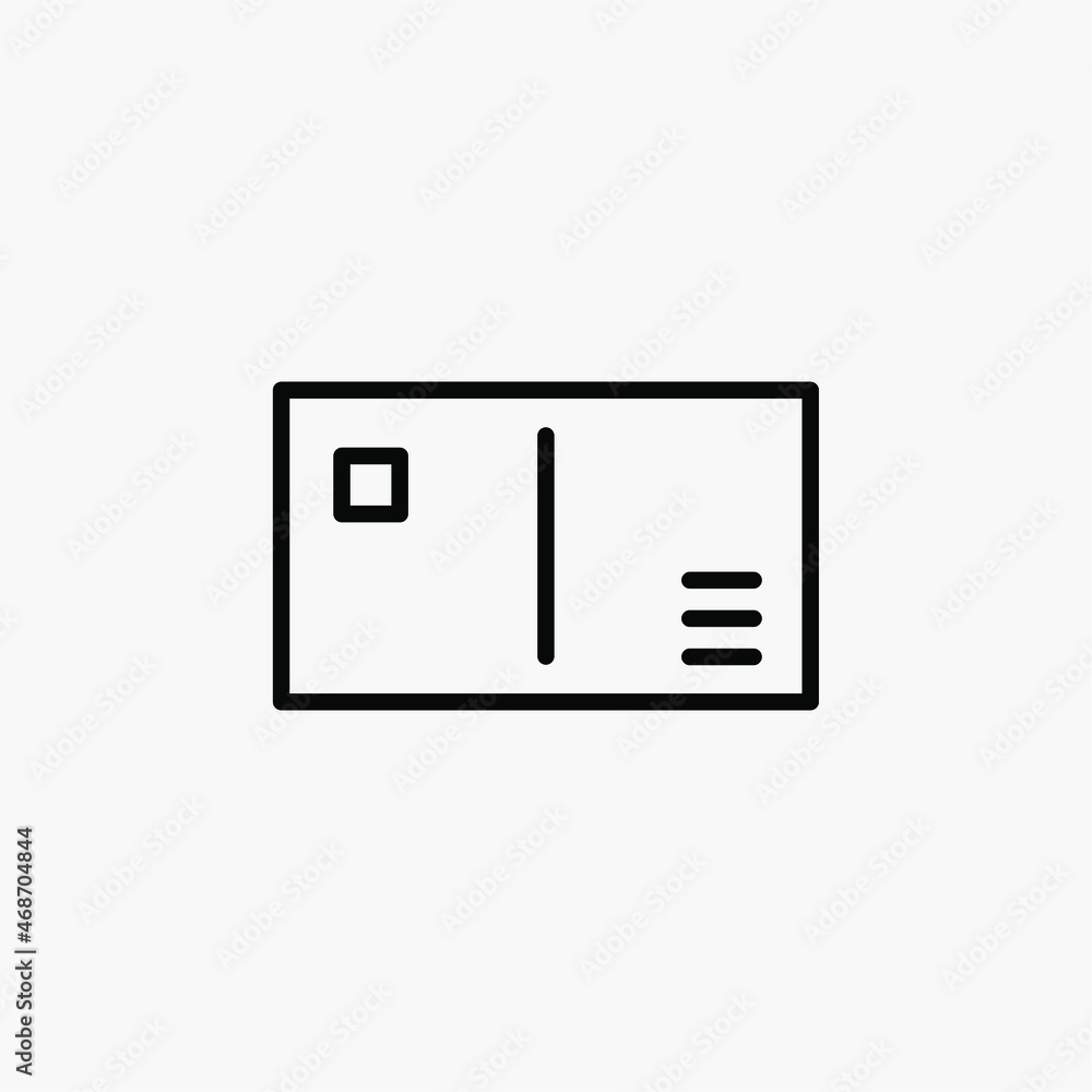 Postcard, mail, letter line icon design concept Postcard, mail, letter line icon design concept