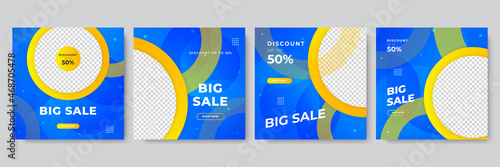 Trendy editable template for social networks post, vector illustration. Design backgrounds for social media. Vector banner of discounts and mega sales on social media and square template.