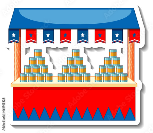 Sticker template with Can knock down game isolated