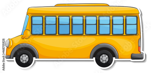 School bus cartoon sticker on white background
