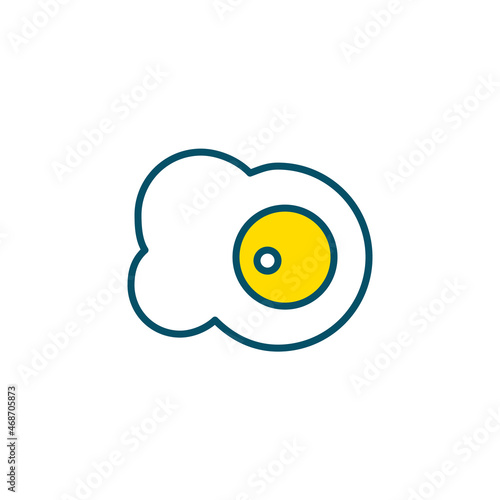 Fried egg sunny side up. Pixel perfect, editable stroke colorful icon