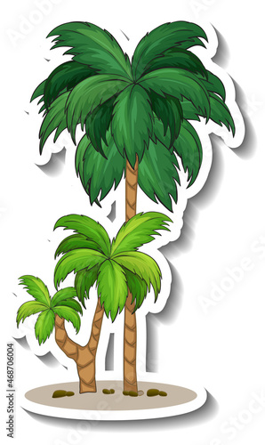 Palm tree sticker on white background