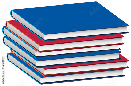 Stack of books on white background