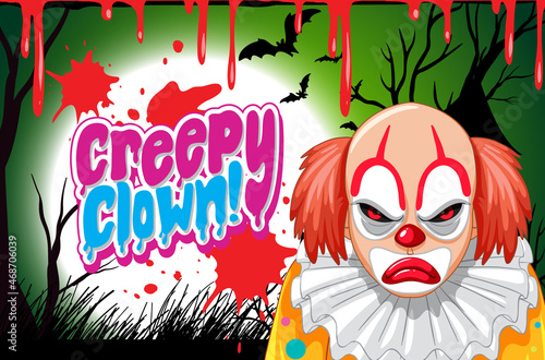 Creepy clown poster with killer clown character