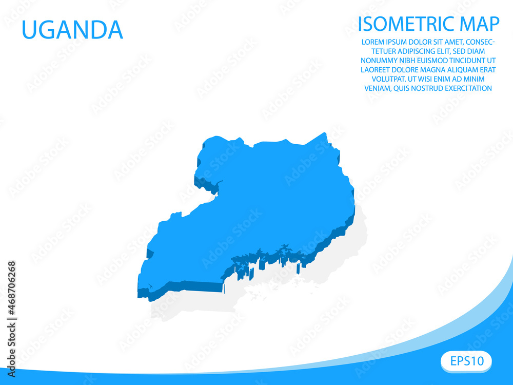 Modern vector isometric of Uganda blue map. elements white background for concept map easy to edit and customize. eps 10