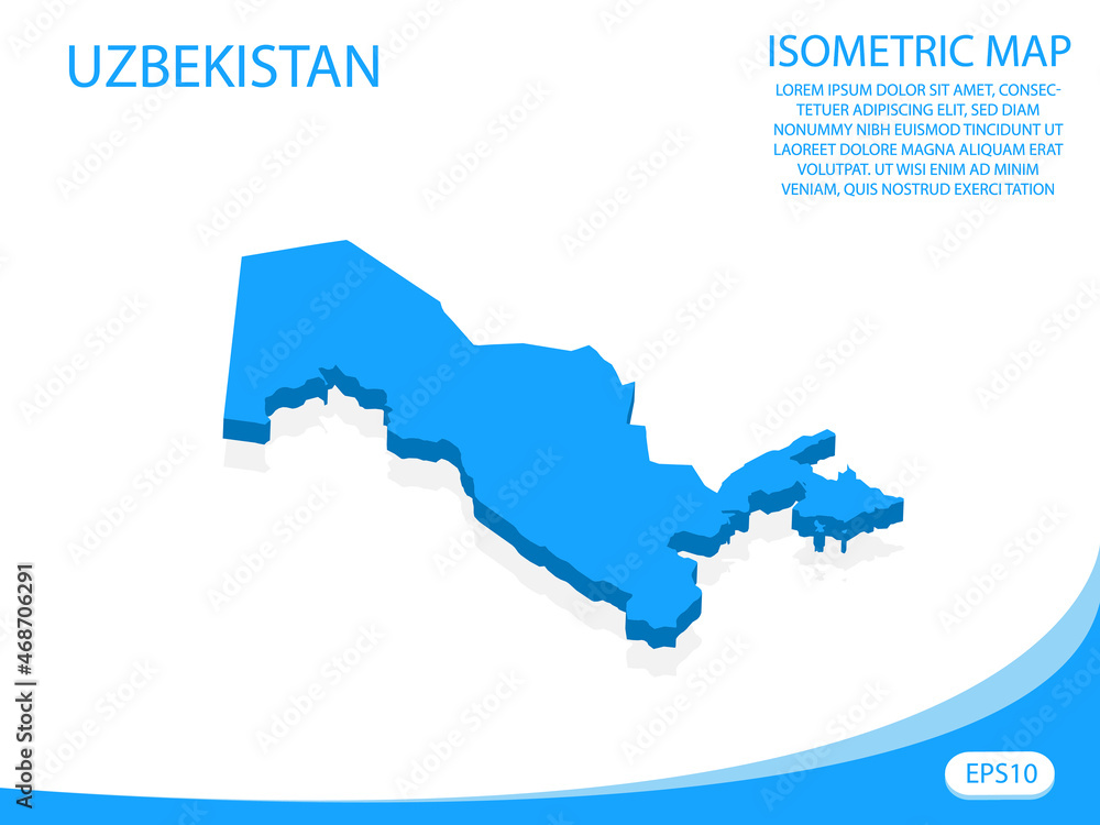 Modern vector isometric of Uzbekistan blue map. elements white background for concept map easy to edit and customize. eps 10