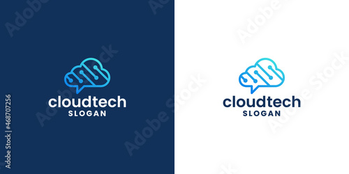 cloud tech logo design. cloud data computing logo