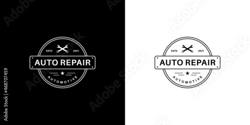 auto repair workshop logo design vintage emblem