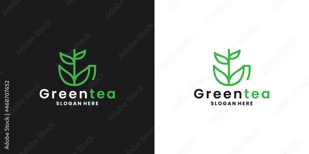 green tea, healthy tea logo design inspiration green tea, healthy tea logo design inspiration