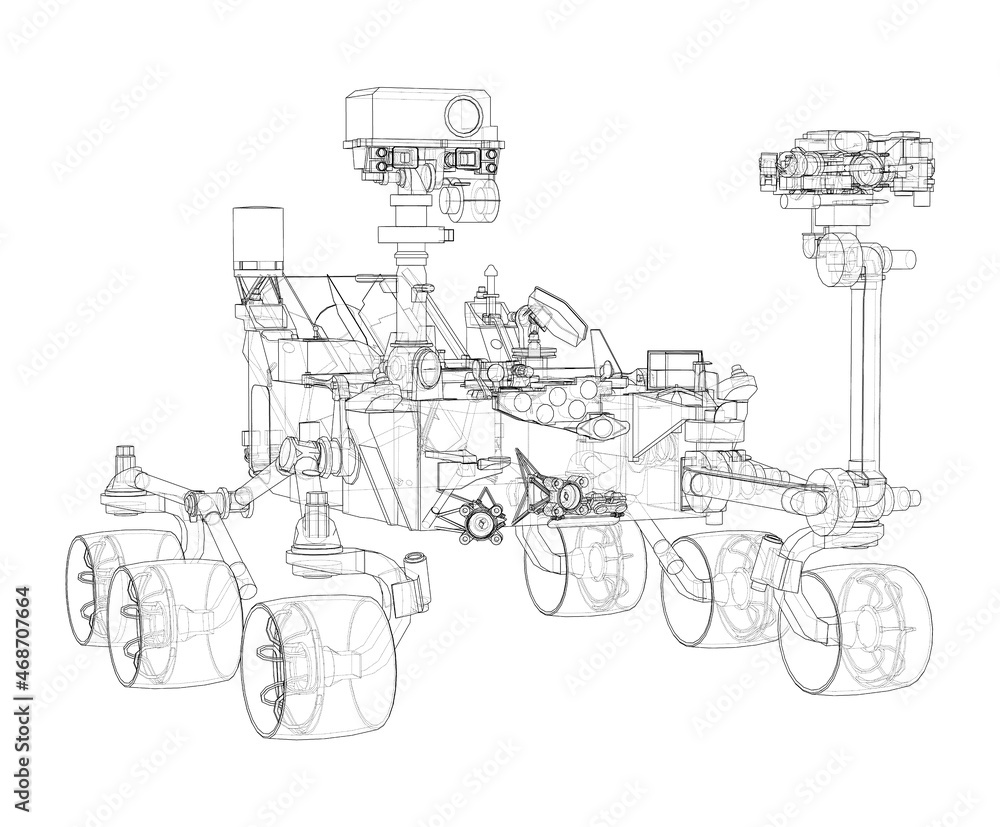 Mars Rover. Vector rendering of 3d