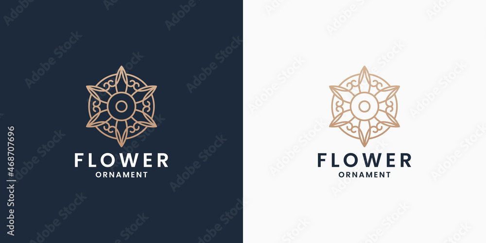 luxury monogram flower ornament logo design floral Stock Vector