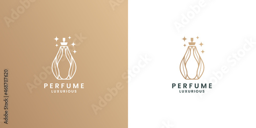 luxury perfume bottle logo design with golden color
