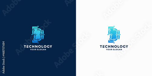 abstract letter d data logo design inspiration