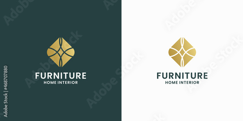 abstract home furniture logo design for real estate property, decoration