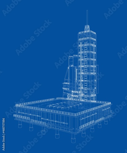 Launch pad whithout Space Rocket. Vector