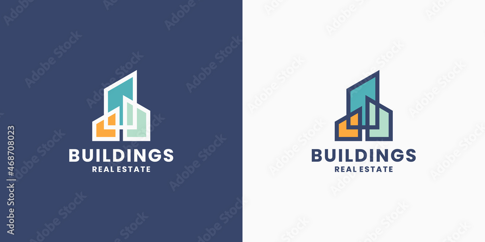 building architecture logo design for real estate construction and contractor