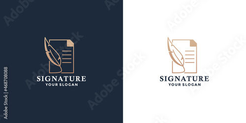 signature feather pen logo design inspiration
