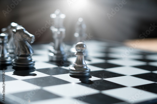 Business leader and confrontation solve problems concept, Chess board game.