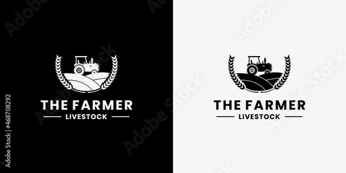 retro the farmer logo design. livestock logo design.