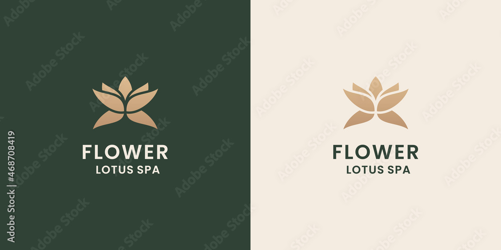 elegance lotus spa logo design with golden color
