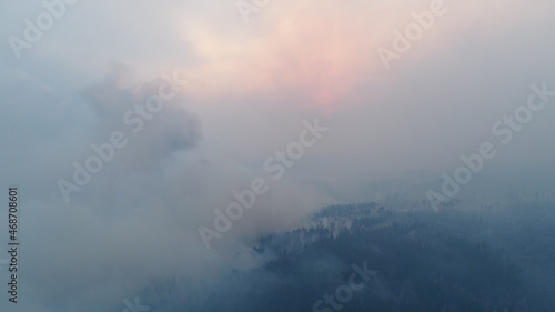 Forest fire. The forest is on fire. Irkutsk region. Extraordinary incident. Drone shooting