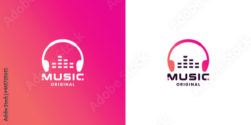 music store, music audio logo design with equalizer element