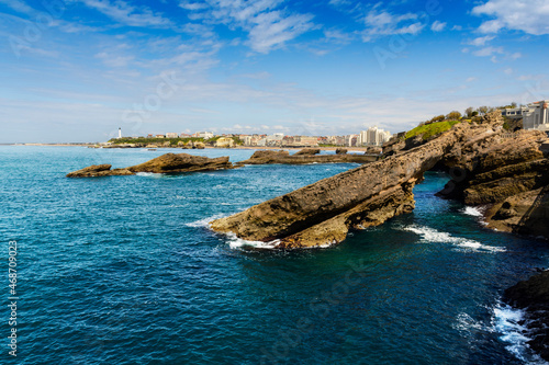 Rocks and lighthouse of Biarritz, France