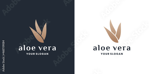 luxury natural aloe vera logo design for cosmetic