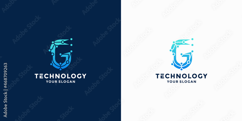 G tech initials logo design. G digital logo design template G tech initials logo design. G digital logo design template