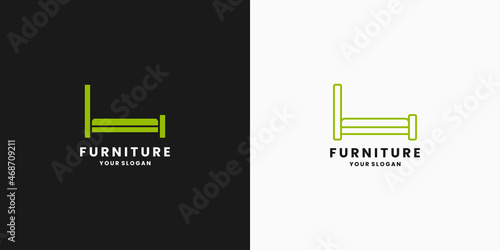 bed furniture logo design template.