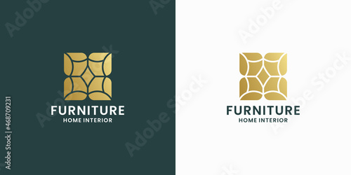 luxury abstract furniture logo design with golden color