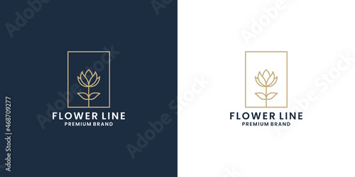 rose flower line art logo design