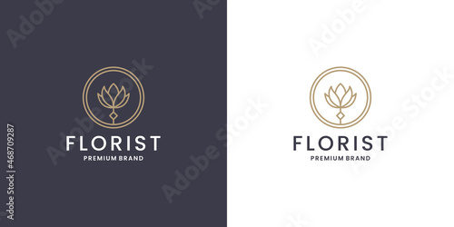 florist, flower shop logo design. rose flower logo template