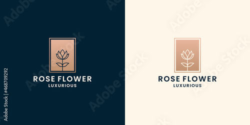 golden rose flower logo design for flower shop