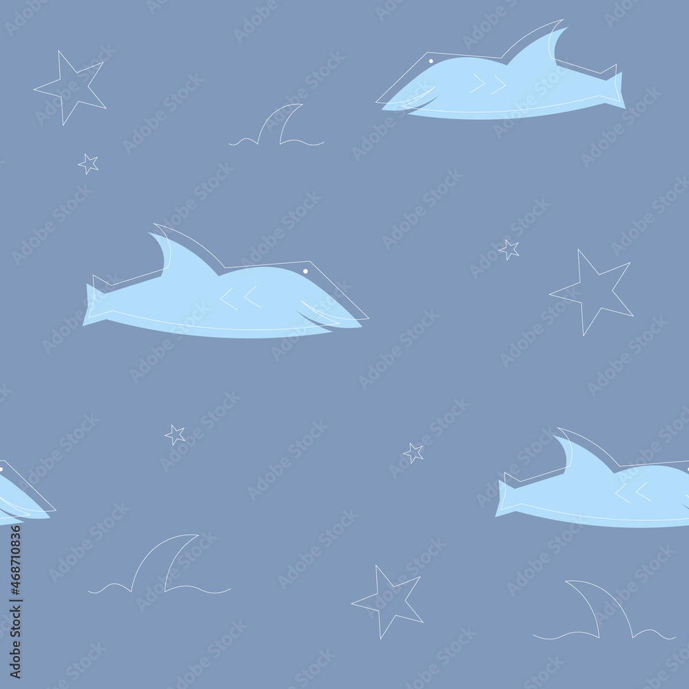 Naklejka premium Cute shark seamless pattern.Vector illustration