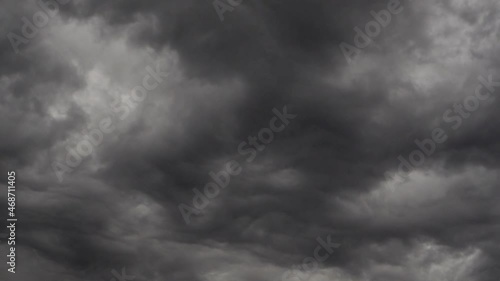 TIMELAPSE of dark and threatening stormclouds moving fast and low across the sky
