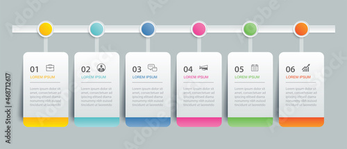 6 data infographics tab paper index template. Vector illustration abstract background.