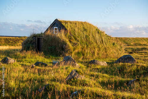 Stekkjarkot, Icelandic turf house near Keflavik International Airport on Reykjanes Peninsula, Iceland photo