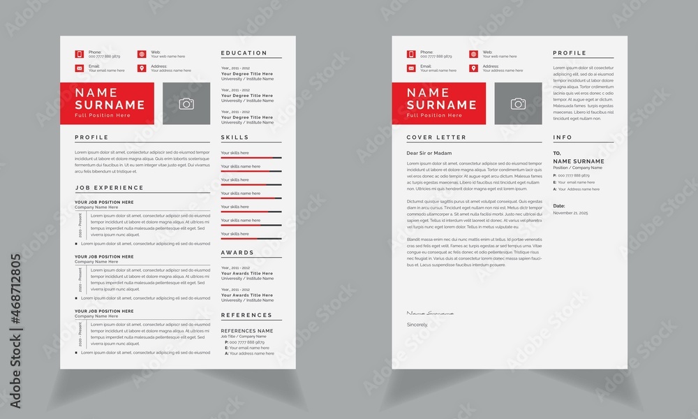 Resume template with rad name layout cv set