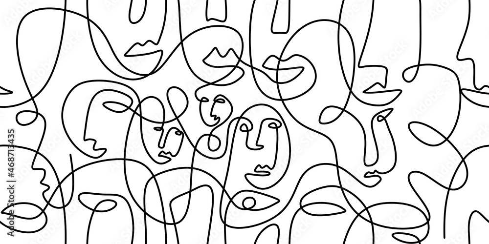 One line art portraits abstract female face painting minimalist set One line art portraits abstract female face painting minimalist set
