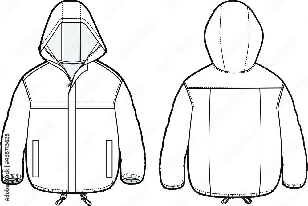 Jacket outer fashion flat sketch template2 Vector Image