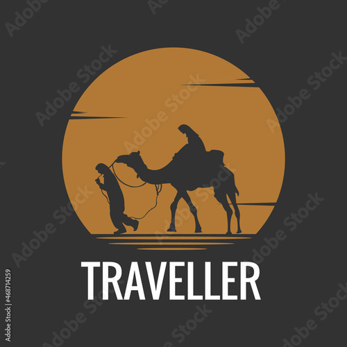 tourist logo silhouette of a person with a camel. suitable for travel agency symbols