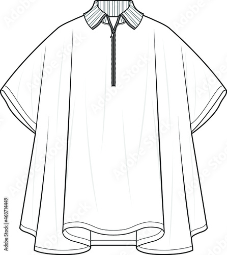 cape poncho flat sketch vector illustration