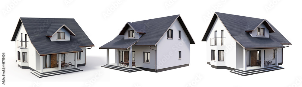 3d render of house isolated on a white. 3d render of house isolated on a white.