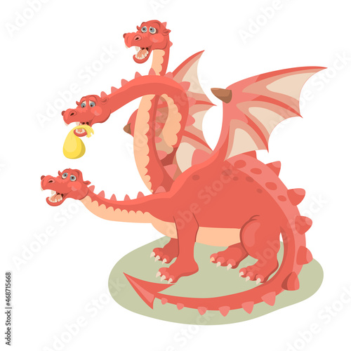 Three headed dragon. Vector illustration.