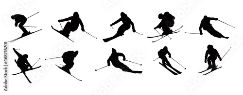 Vector set Silhouette of a skier in winter. Ski silhouette isolated vector design  photo
